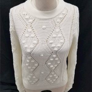 NWT French Connection Winter White Pom Pom Sweater Size M